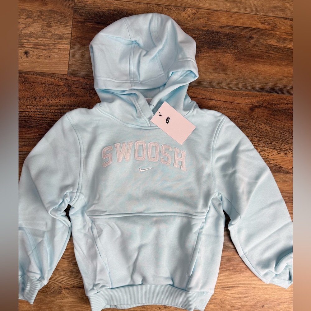 Nike Big Girl Swoosh Hoodie - Light Blue